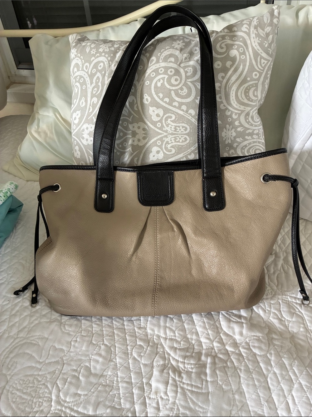 Tignanello Everyday Two-Tone Tote Bag in Beige and Black